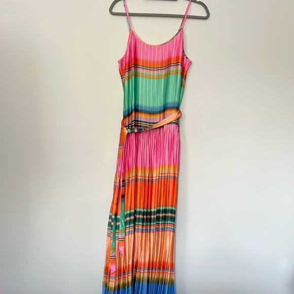 Cato Pink and Orange Pleated Maxi‎ Sundress CLEARANCE - Picture 1 of 6